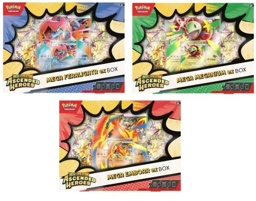 Ascended Heroes Mega ex Box — Random Variant | Mega Meganium ex, Mega Emboar ex, or Mega Feraligatr ex by PlayVault on MYNTED