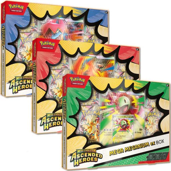 Ascended Heroes Mega ex Box — Random Variant | Mega Meganium ex, Mega Emboar ex, or Mega Feraligatr ex by The Cardboard Grind on MYNTED