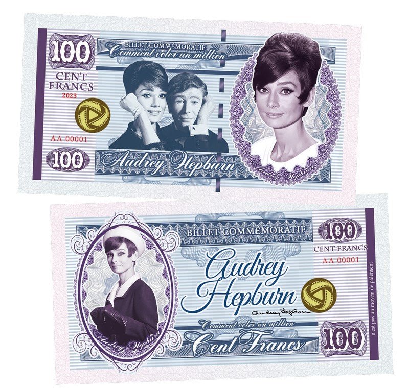Audrey Hepburn How to Steal a Million 100 Cent Francs UNCB banknote by UNCB on MYNTED
