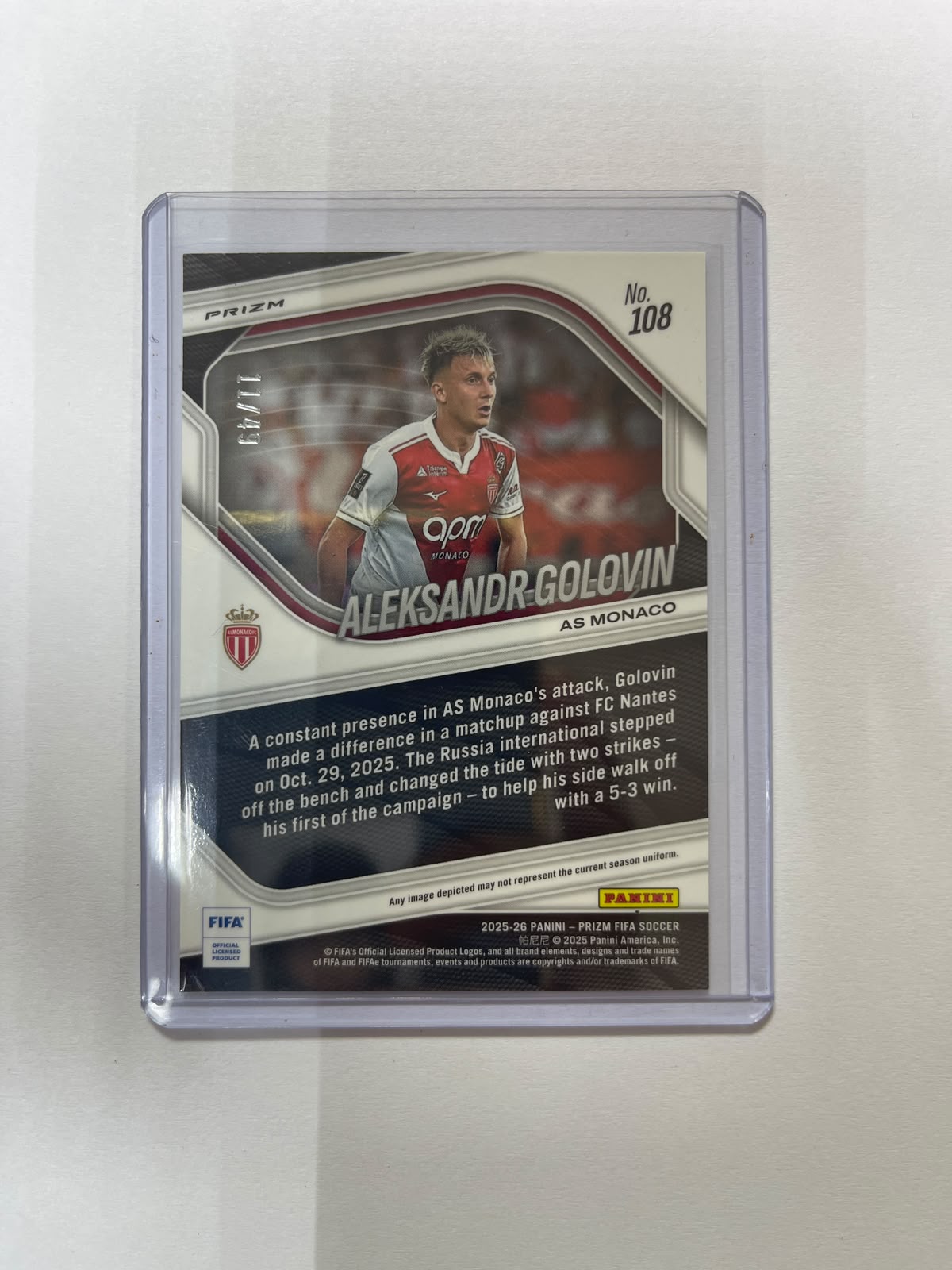 Aleksandr Golovin /49 - 25-26 Panini Prizm - Wave Purple - AS Monaco