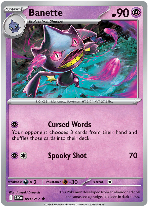 Banette 091/217 Uncommon | Mega Evolution – Ascended Heroes by Worth the XP on MYNTED