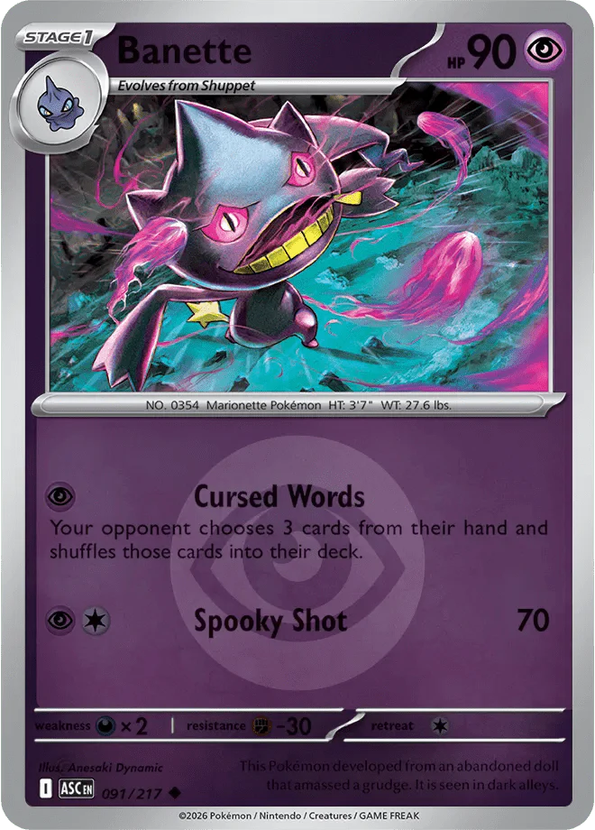 Banette (Energy Symbol Pattern) Ascended Heroes Uncommon 091/217 by Shark Pop Culture on MYNTED