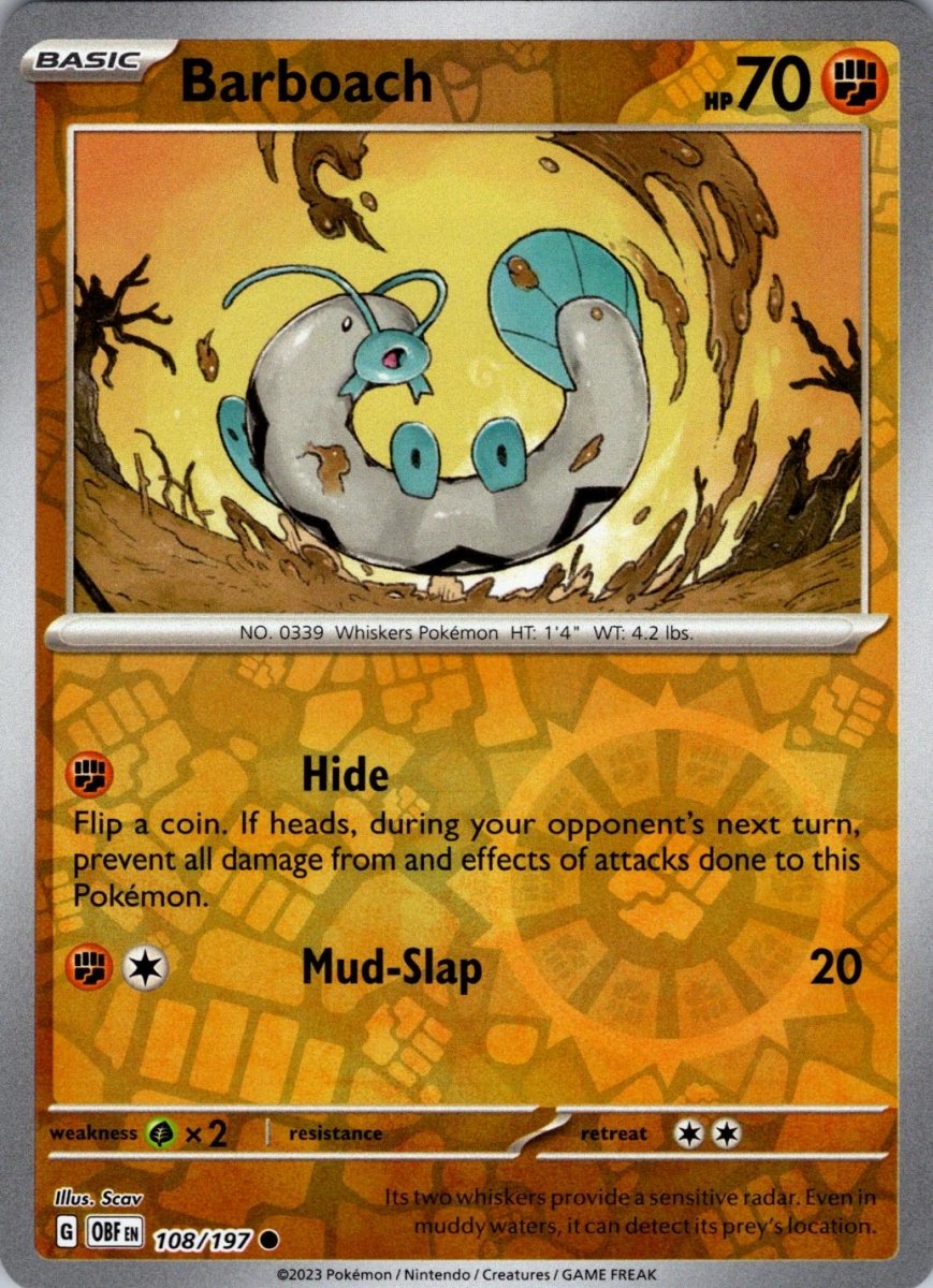Barboach [Reverse Holo] 108 Pokemon Obsidian Flames by Moe‘s Vault on MYNTED