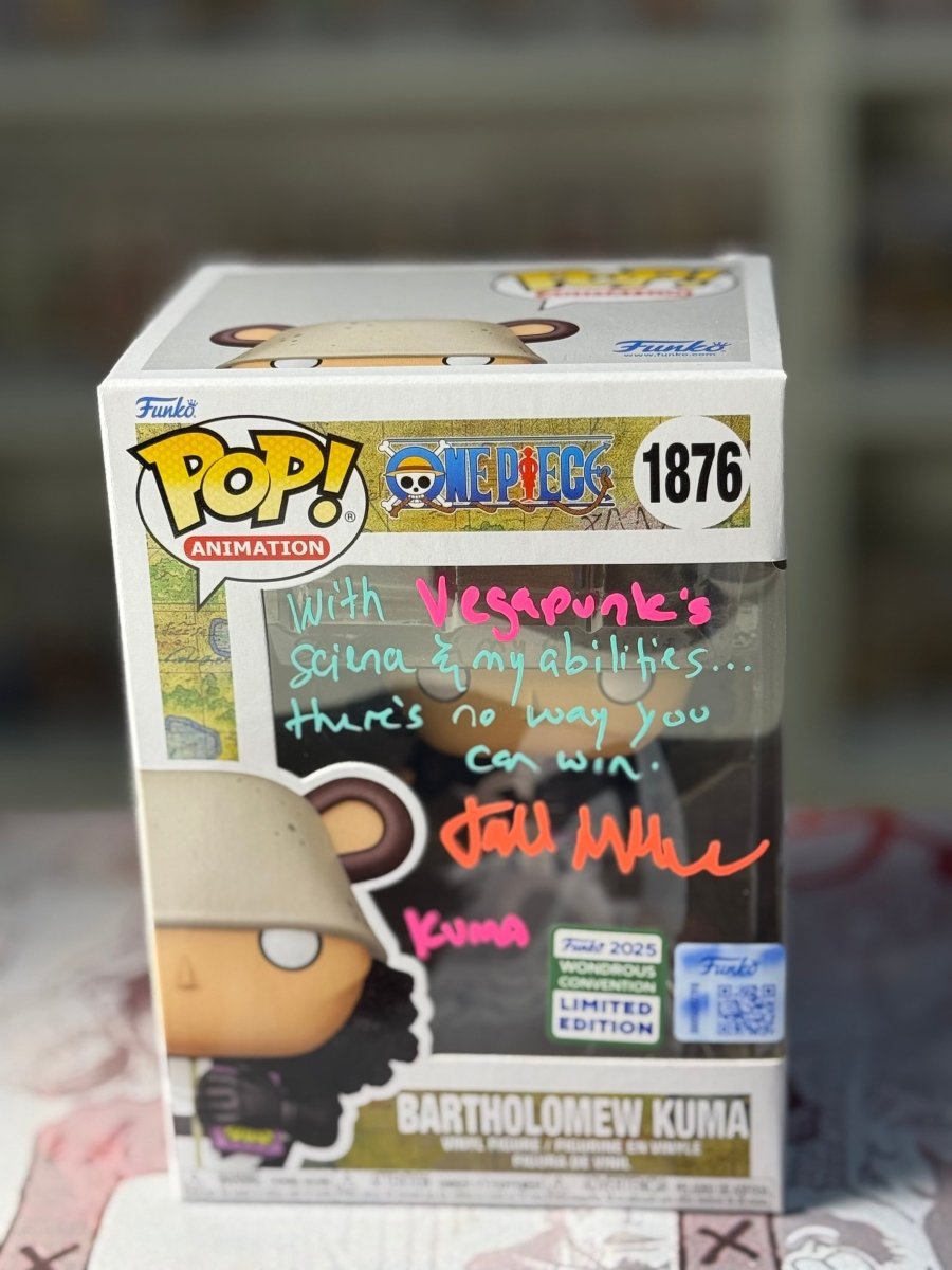 Bartholomew Kuma signed by English Voice Actor , quoted and authenticated by Luffy Collects on MYNTED