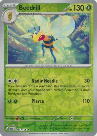 Beedrill 015/165 - Reverse Holo (Pokemon 151) by The Cardboard Grind on MYNTED