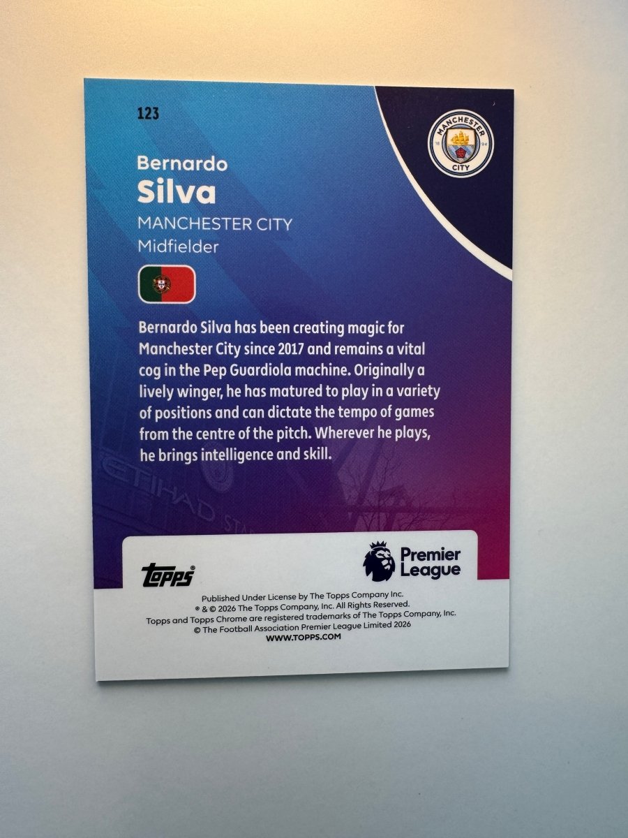 Bernardo Silva 123 Base Chrome— 2026 Topps Chrome Premier League — Manchester City by KitRoom Cards on MYNTED