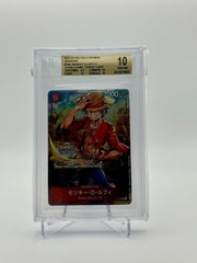 BGS 10 (Pristine) One Piece Monkey D. Luffy Store Champ. Trophy Card P001 by Schmutzfink TCG on MYNTED