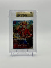 BGS 10 (Pristine) One Piece Monkey D. Luffy Store Champ. Trophy Card P001 by Schmutzfink TCG on MYNTED
