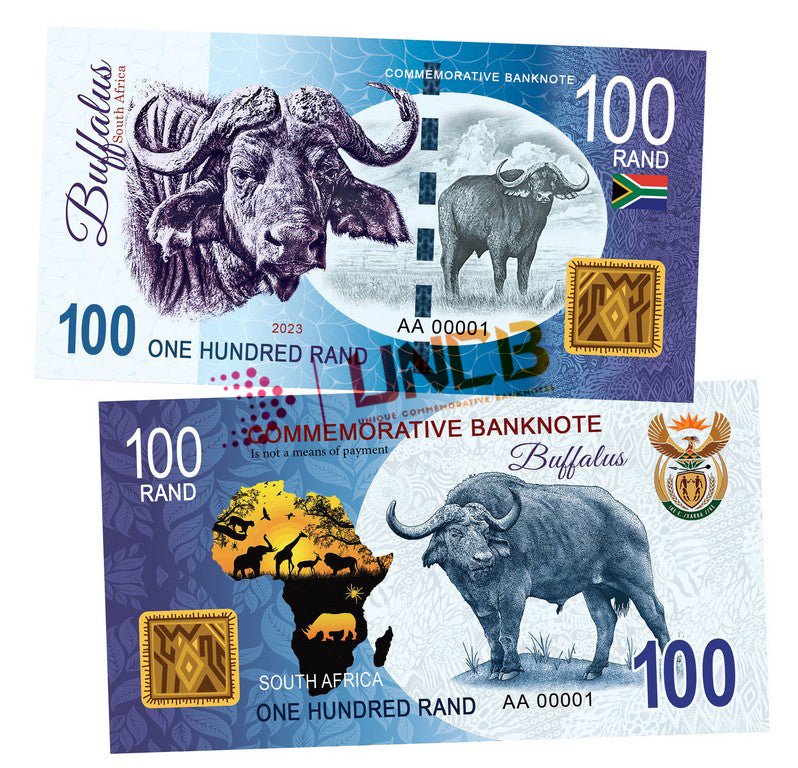 Big African Five Series - Buffalo 100 Rands UNCB banknote by UNCB on MYNTED