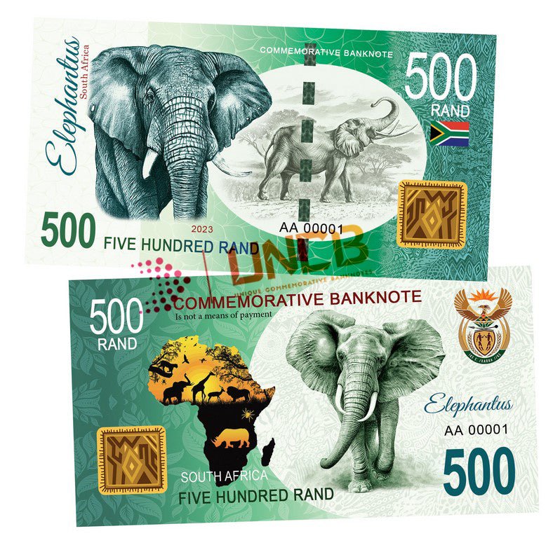 Big African Five Series - Elephant 500 Rands UNCB banknote by UNCB on MYNTED
