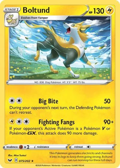 Boltund (Reverse Holofoil) (075) Sword & Shield Base Set Holo Rare 075/202 by PokeSource on MYNTED