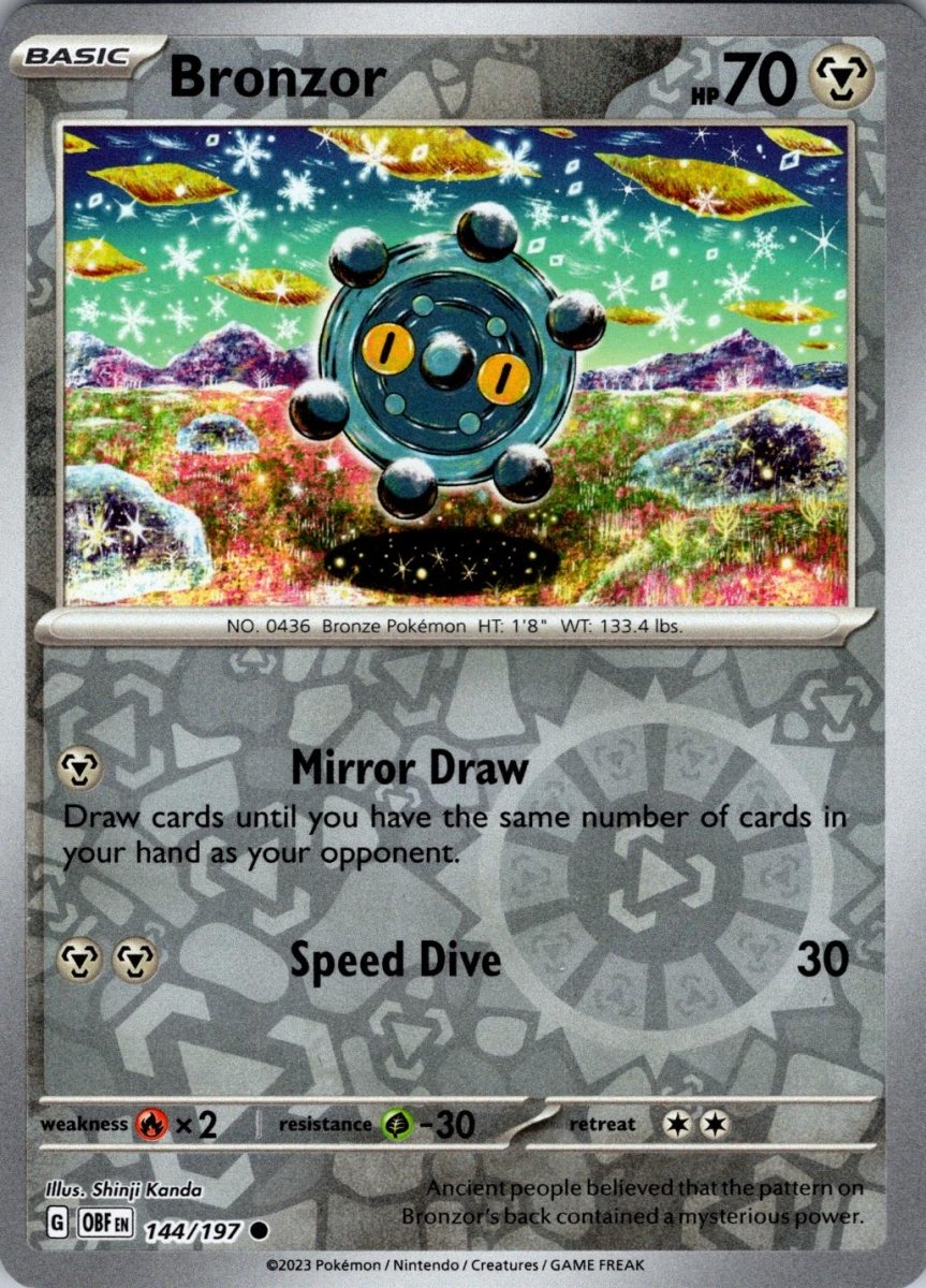 Bronzor [Reverse Holo] 144 Pokemon Obsidian Flames by Moe‘s Vault on MYNTED