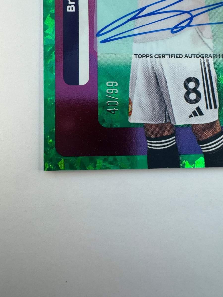Bruno Fernandes Autograph AC - BF Green Sparkle 40/99 — 2025 - 26 Topps Premier League — Manchester United Captain by KitRoom Cards on MYNTED