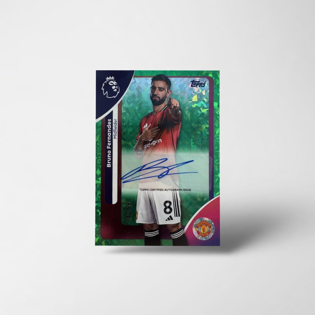 Bruno Fernandes Autograph AC - BF Green Sparkle 40/99 — 2025 - 26 Topps Premier League — Manchester United Captain by KitRoom Cards on MYNTED