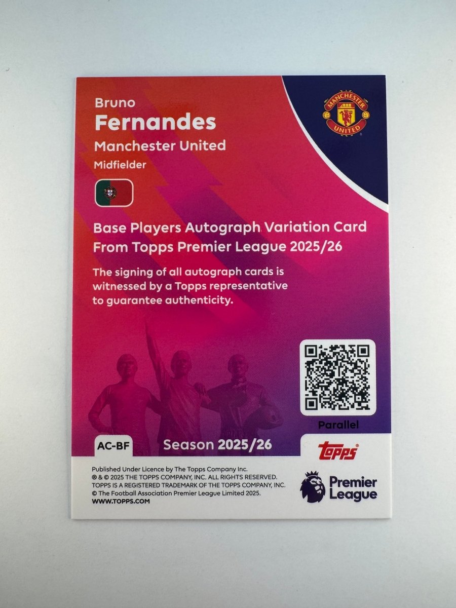 Bruno Fernandes Autograph AC - BF Green Sparkle 40/99 — 2025 - 26 Topps Premier League — Manchester United Captain by KitRoom Cards on MYNTED