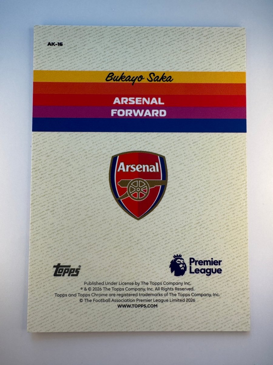 Bukayo Saka Alive and Kicking — 2026 Topps Chrome Premier League — Arsenal by KitRoom Cards on MYNTED