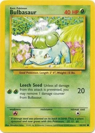 Bulbasaur Base Set (Unlimited) Common • 44 Normal by Marnie’s TCG on MYNTED