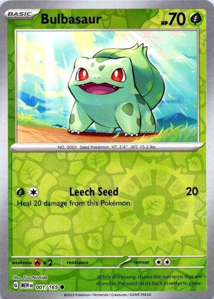 Bulbasaur SV: 151 Common • 001/165 Reverse Holofoil
