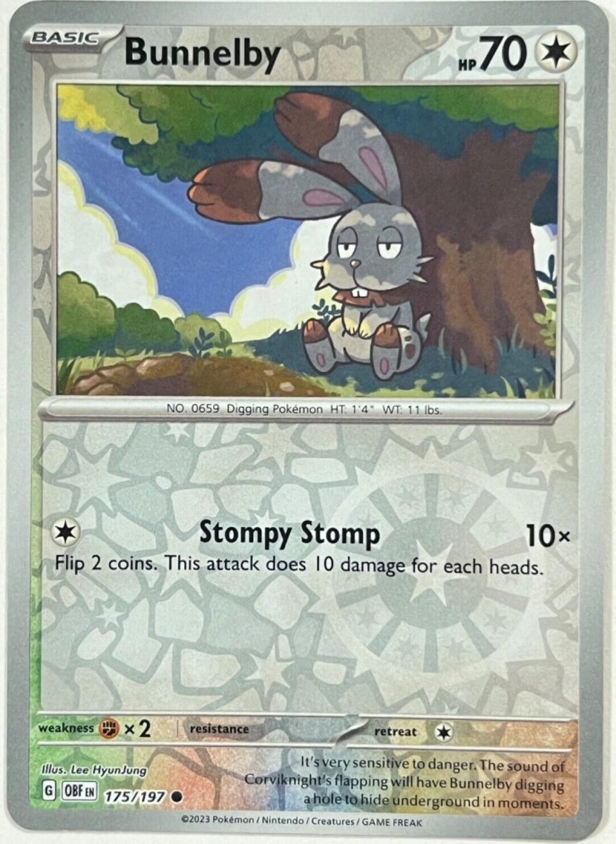 Bunnelby [Reverse Holo] 175 Pokemon Obsidian Flames by Moe‘s Vault on MYNTED