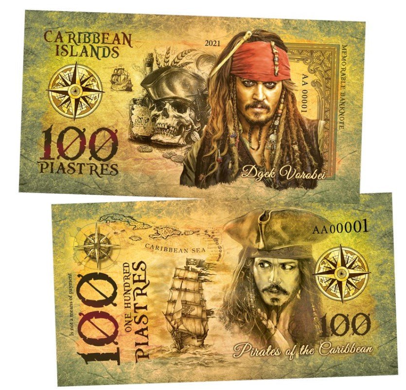 Captain Jack Sparrow 100 Piastres UNCB banknote by UNCB on MYNTED