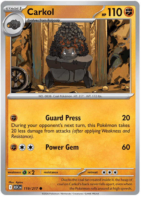 Carkol 119/217 Common | Mega Evolution – Ascended Heroes by Worth the XP on MYNTED