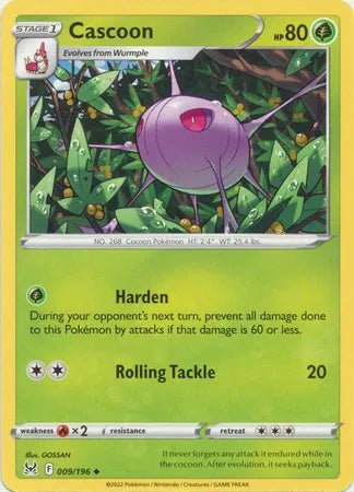 Cascoon Lost Origin Uncommon • 009/196 Reverse Holofoil by Shark Pop Culture on MYNTED