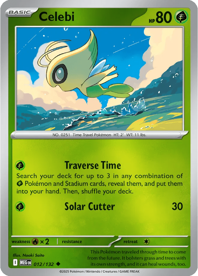 Celebi Mega Evolution Uncommon • 012/132 Reverse Holofoil by Shark Pop Culture on MYNTED