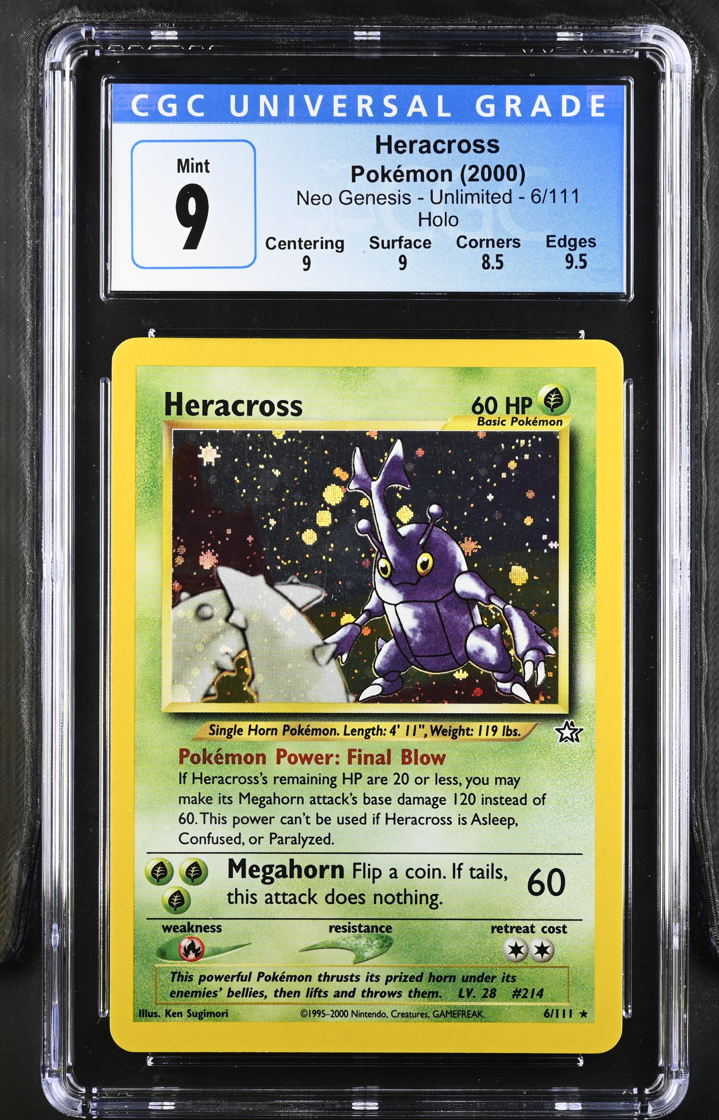 CGC 9 Heracross #6 Pokemon Neo Genesis