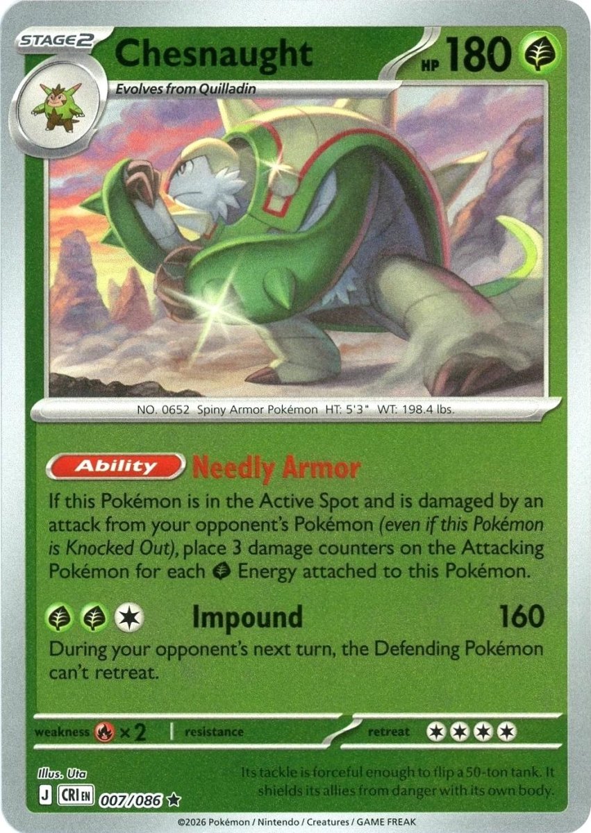 Chesnaught 007/086 Chaos Rising Reverse Holo Rare by Depoga Arts on MYNTED