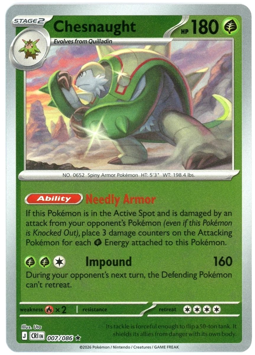Chesnaught - 007/086 (Reverse Holo) - Chaos Rising (CRI) ME04 by SAFAQATI on MYNTED