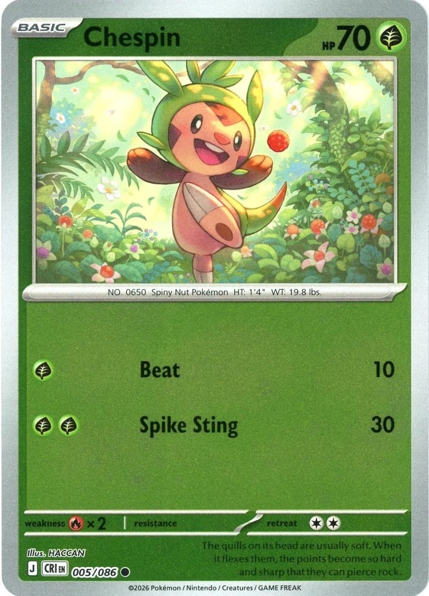 Chespin 005/086 Chaos Rising Reverse Holo Common by Depoga Arts on MYNTED