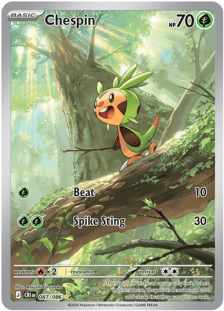 Chespin 087/086 Chaos Rising Illustration Rare Full Art Holo by Depoga Arts on MYNTED