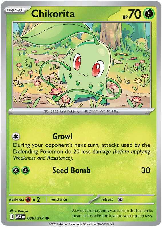 Chikorita 008/217 Common | Mega Evolution – Ascended Heroes by Worth the XP on MYNTED