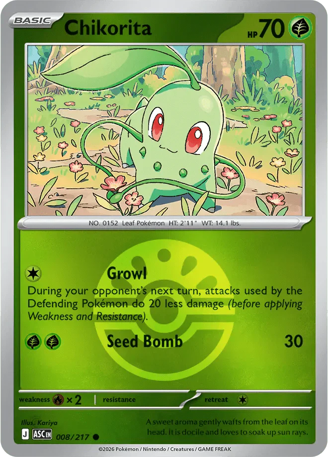 Chikorita (Friend Ball) Ascended Heroes Common 008/217 by Shark Pop Culture on MYNTED