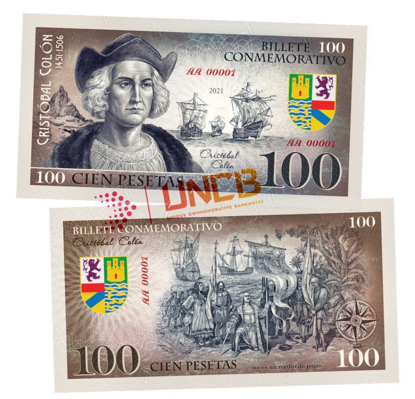 Christopher Columbus 100 Pesetas UNCB banknote by UNCB on MYNTED