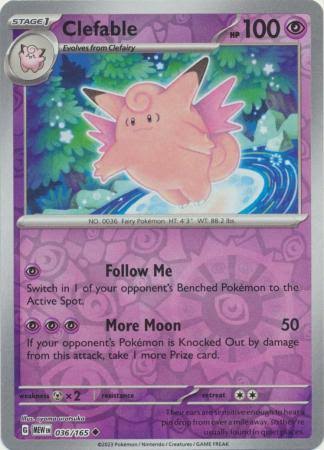 Clefable 036/165 - Reverse Holo (Pokemon 151) by The Cardboard Grind on MYNTED