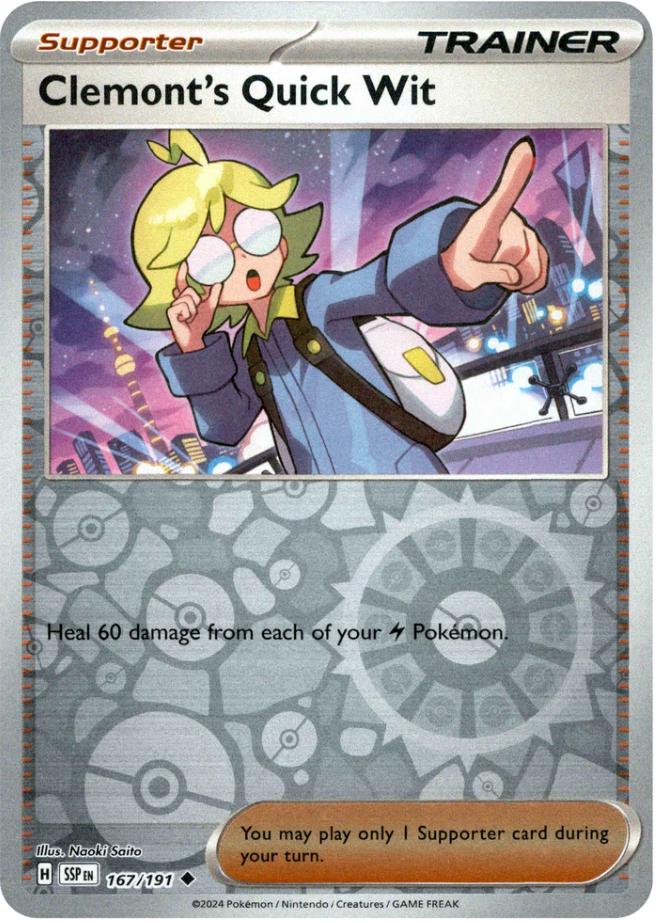 Clemont's Quick Wit [Reverse Holo] 167 Pokemon Surging Sparks by Moe‘s Vault on MYNTED
