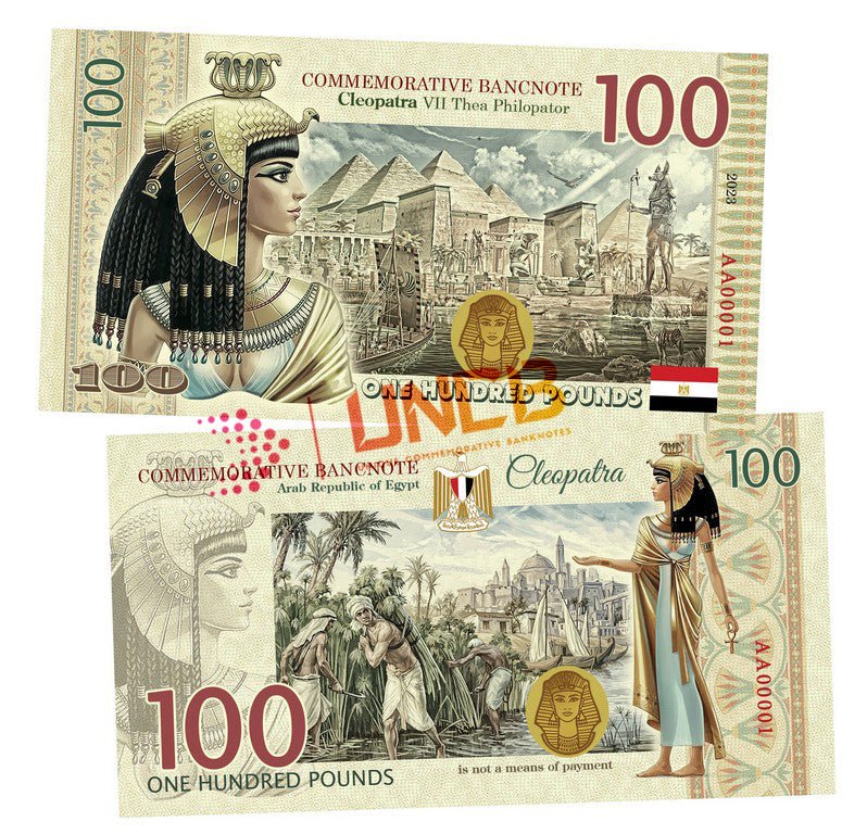 Cleopatra 100 Pounds UNCB banknote by UNCB on MYNTED