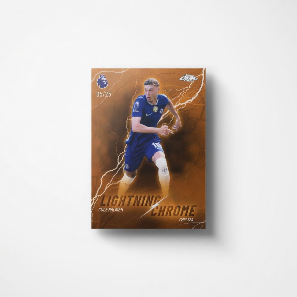 Cole Palmer LC - 9 Lightning Chrome Orange Refractor 05/25 — 2025 - 26 Topps Chrome Premier League — Chelsea by KitRoom Cards on MYNTED