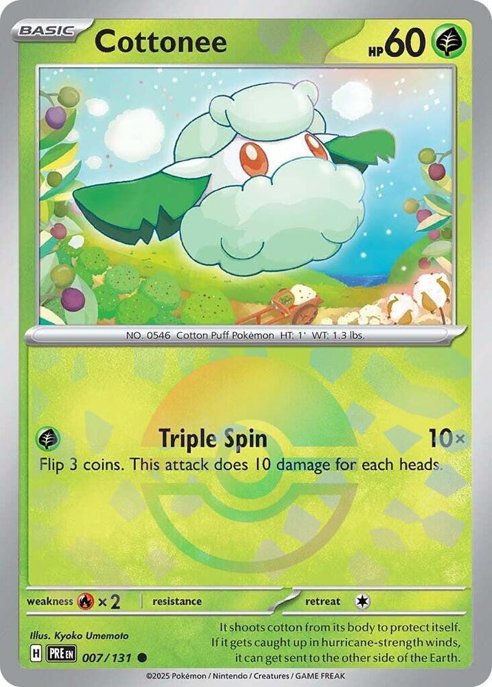 Cottonee - 007/131 (Poke Ball Pattern) - SV: Prismatic Evolutions (PRE) by SAFAQATI on MYNTED