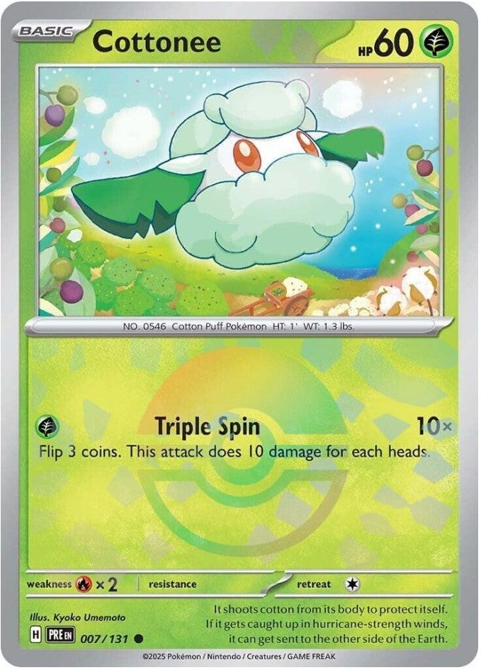 cottonee POKEBALL REVERSE HOLO Prismatic Evolutions 007/131