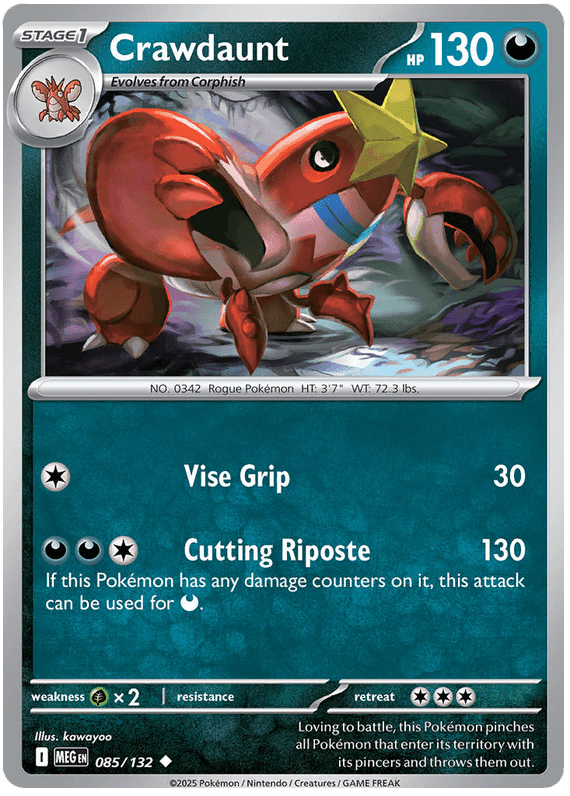 Crawdaunt 085/132 Uncommon | Mega Evolution by Worth the XP on MYNTED