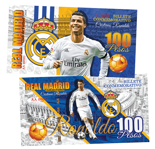 Cristiano Ronaldo 100 Pesos UNCB banknote by UNCB on MYNTED