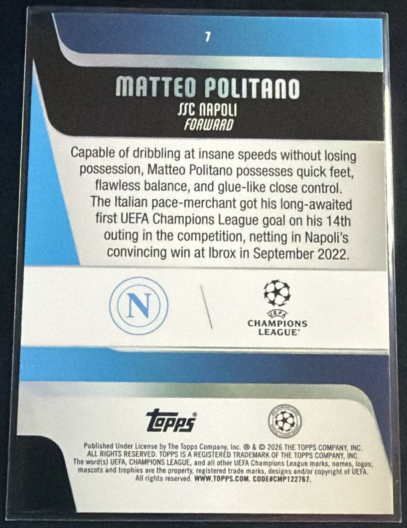 2025-26 Topps UEFA Champions League Matteo Politano #7 Green /99