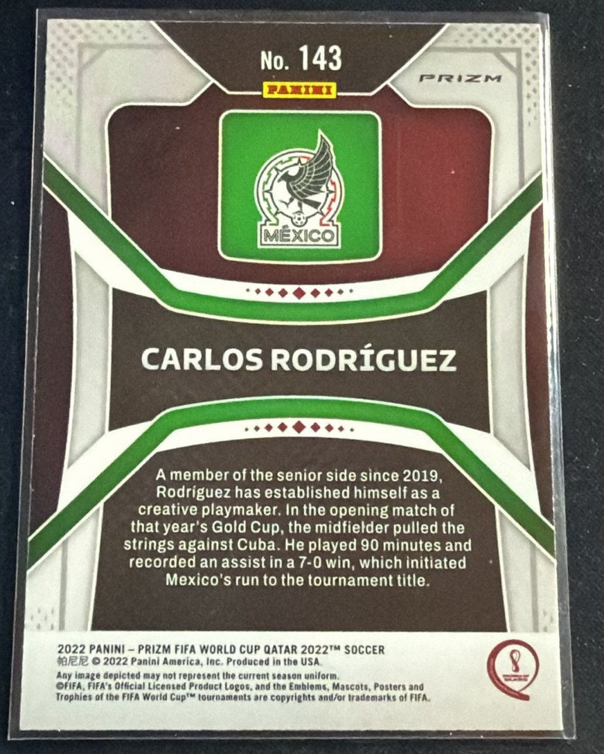 2022 Panini Prizm FIFA World Cup Qatar 2022 Carlos Rodriguez #142 Green Cracked Ice RC