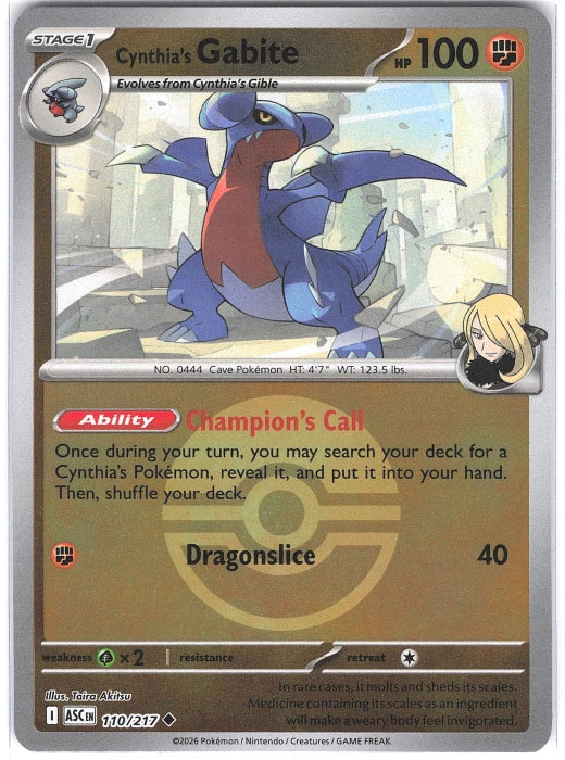Cynthia's Gabite - 110/217 (Poke Ball) - ME: Ascended Heroes (ASC) by SAFAQATI on MYNTED