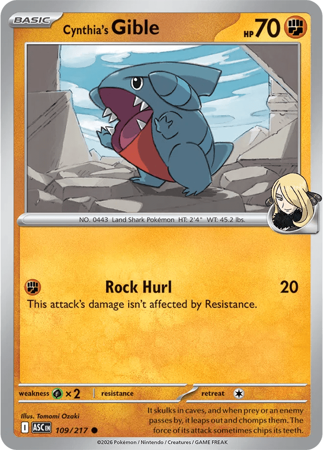Cynthia's Gible 109/217 (Ascended Heroes) by Collectorbull on MYNTED