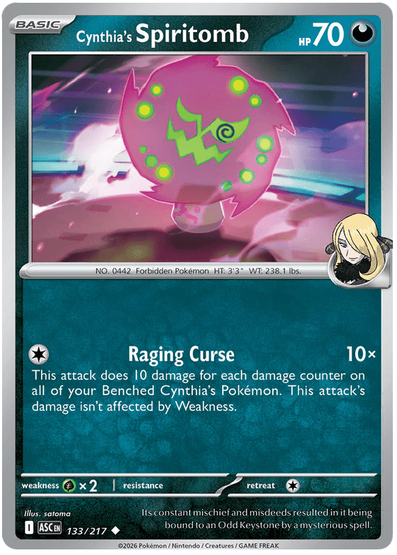 Cynthia's Spiritomb 133/217 Uncommon | Mega Evolution – Ascended Heroes by Worth the XP on MYNTED