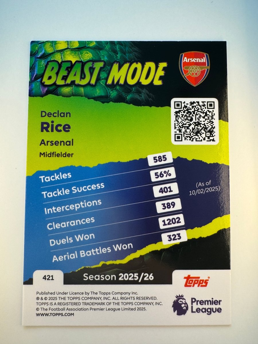 Declan Rice Beast Mode — 2025 - 26 Topps Premier League — Arsenal by KitRoom Cards on MYNTED