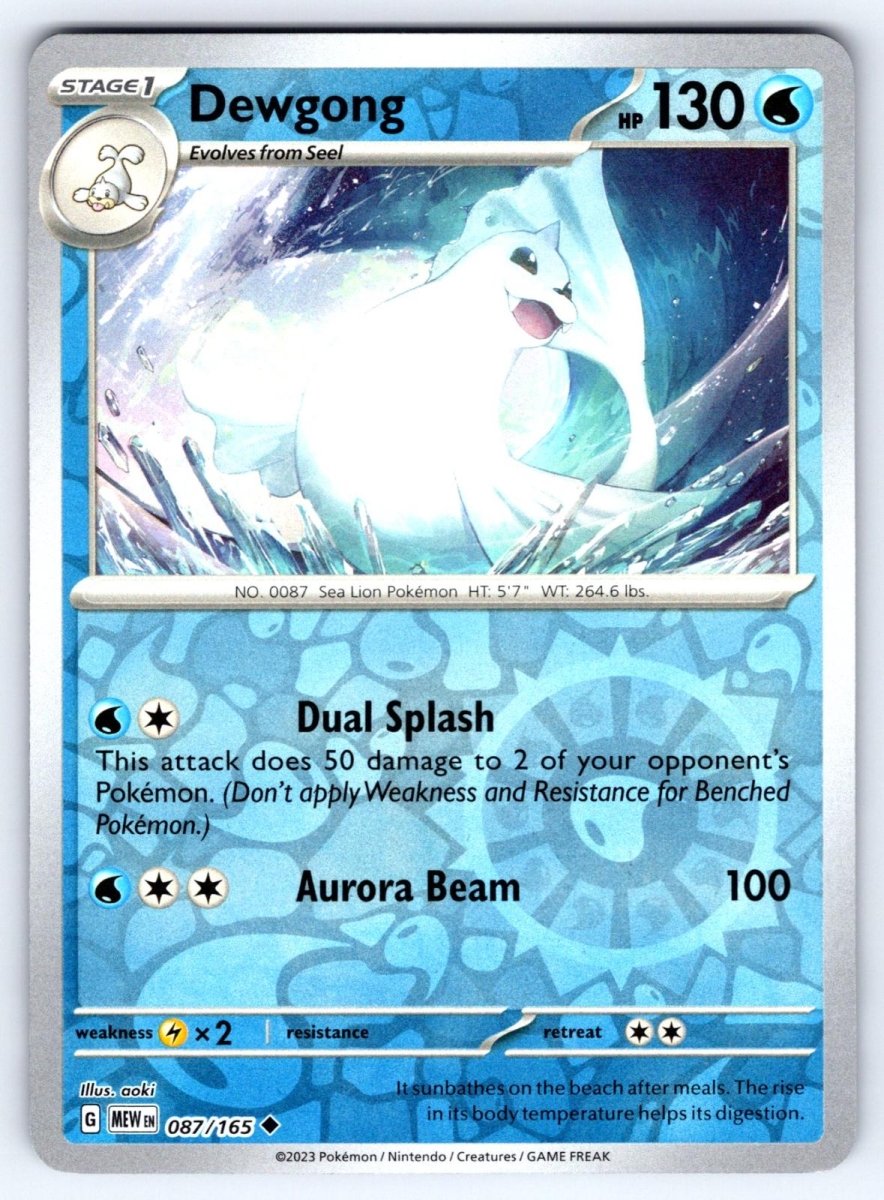 Dewgong SV: 151 Uncommon • 087/165 Reverse Holofoil by Shark Pop Culture on MYNTED